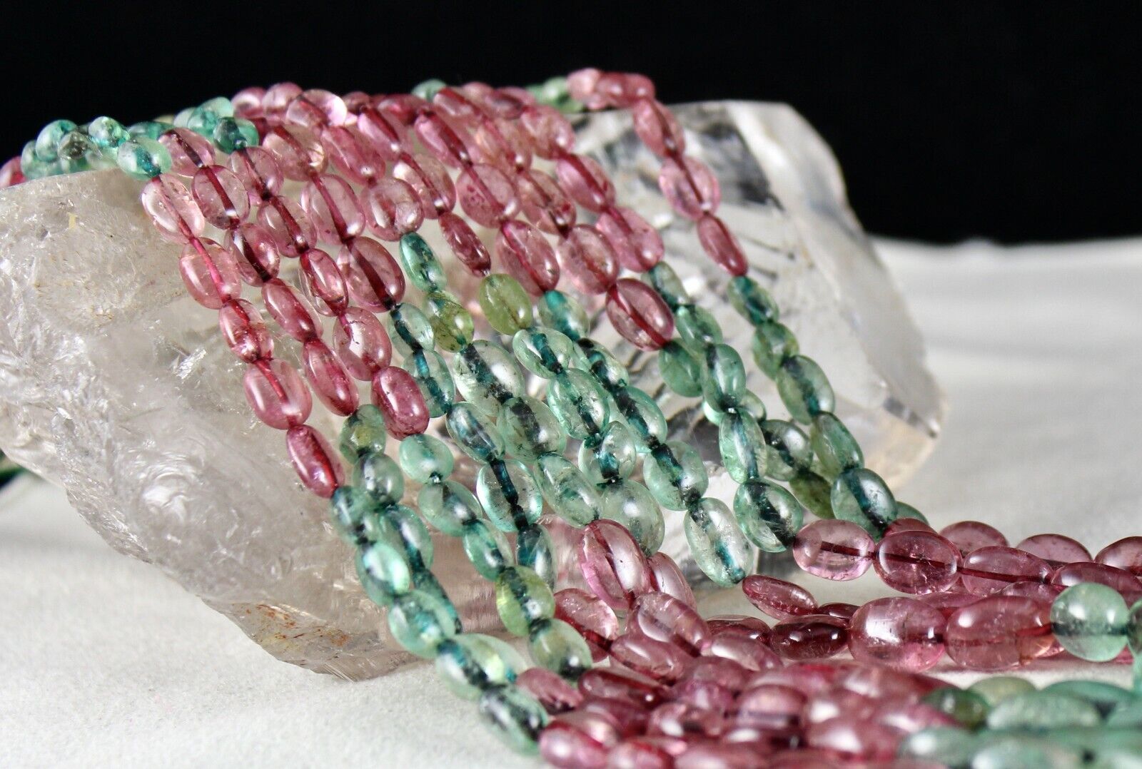 Certified Natural Emerald Tourmaline Beads Long 5L 581 Ct Multi Colour Necklace