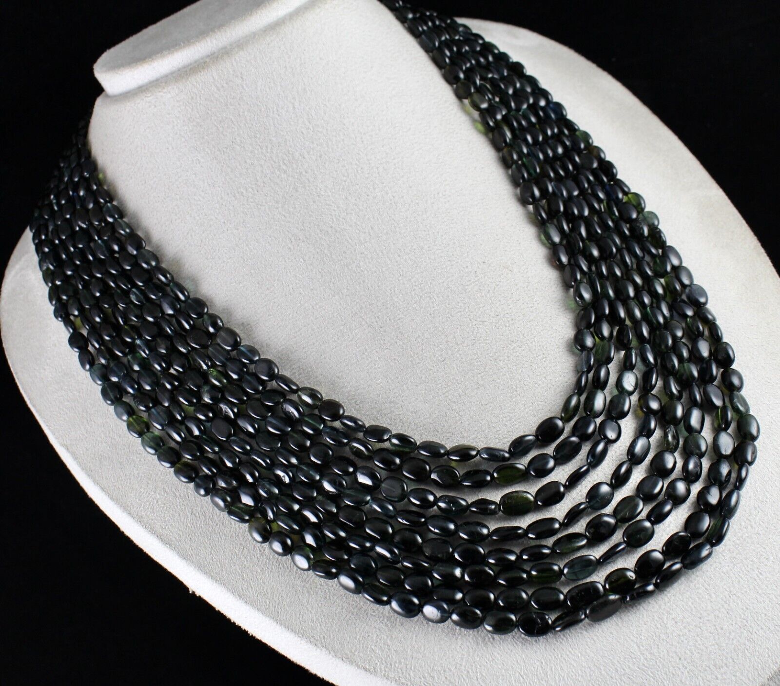 Elegant Natural Black Tourmaline Long Beads 8 L 898 Ct Gemstone Fashion Necklace