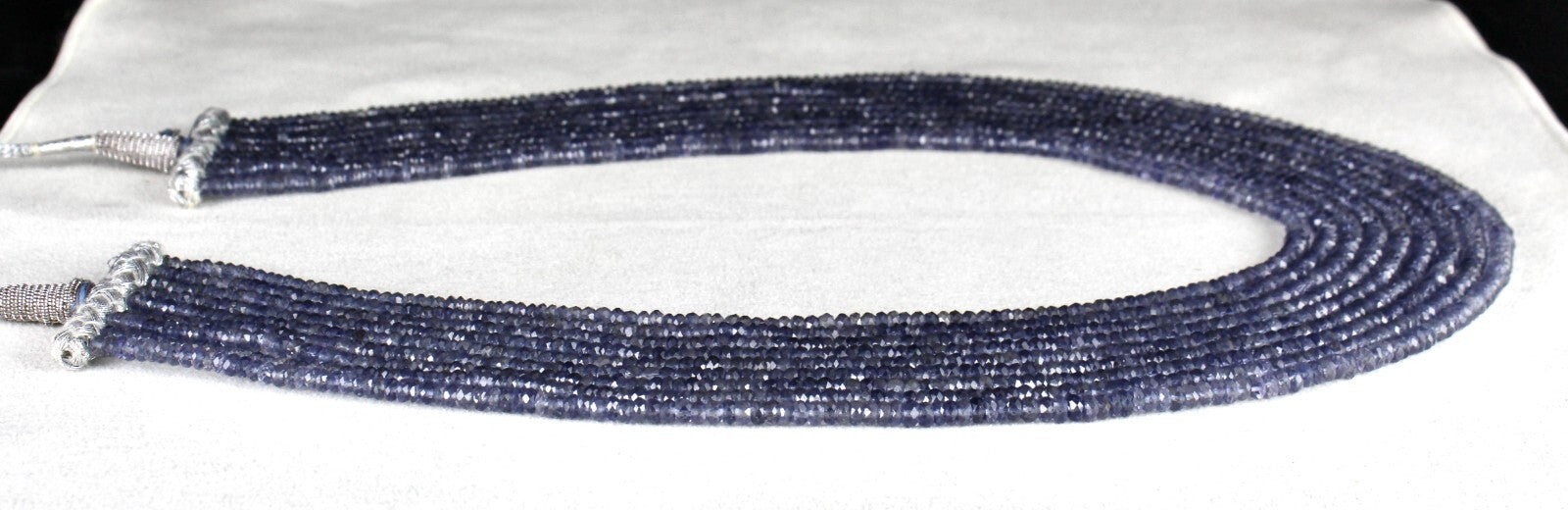 Certified Natural Iolite 503 Ct Faceted Round Beads Necklace, Blue Gemstone