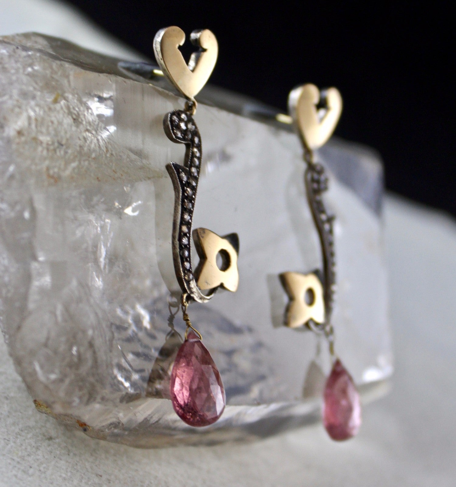 Certified Natural Pink Tourmaline 10ct Pear Diamond Sterling Silver Earrings