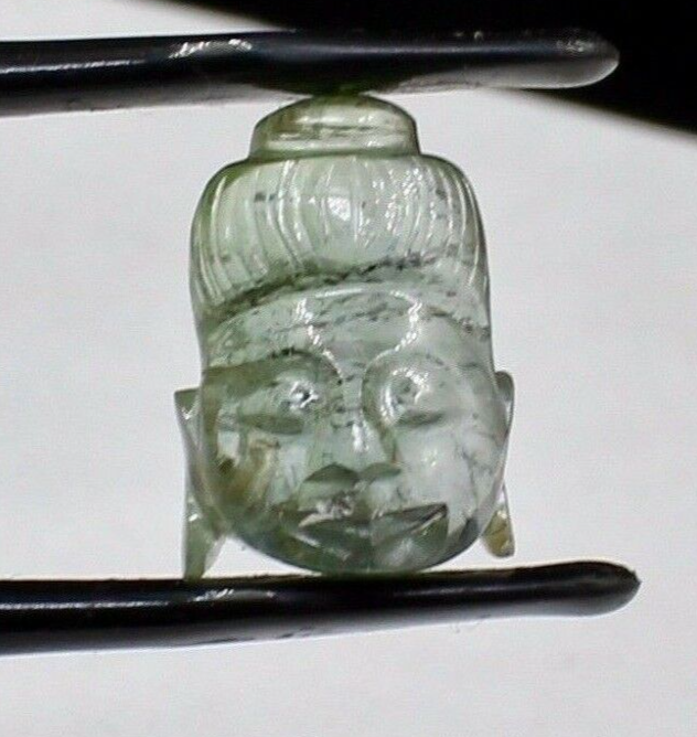 A+ NATURAL MULTI GREEN TOURMALINE CARVED BUDDHA 10.59 CTS GEMSTONE RING PENDANT