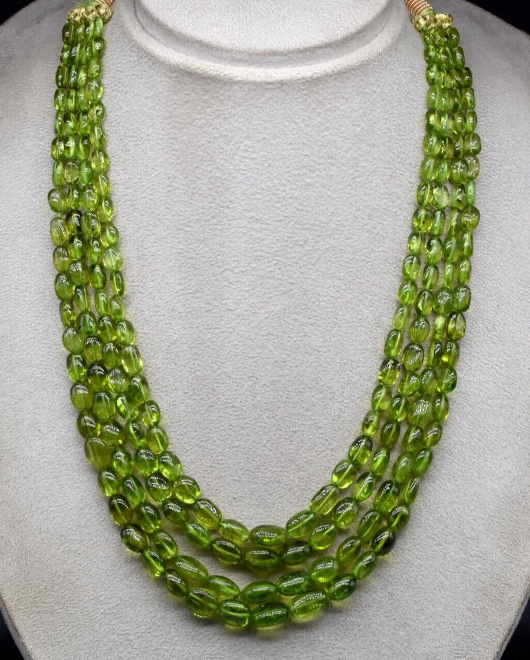 Natural Peridot Necklace Beaded Cabochon 4 L 562 Ct Green Drilled Gemstone