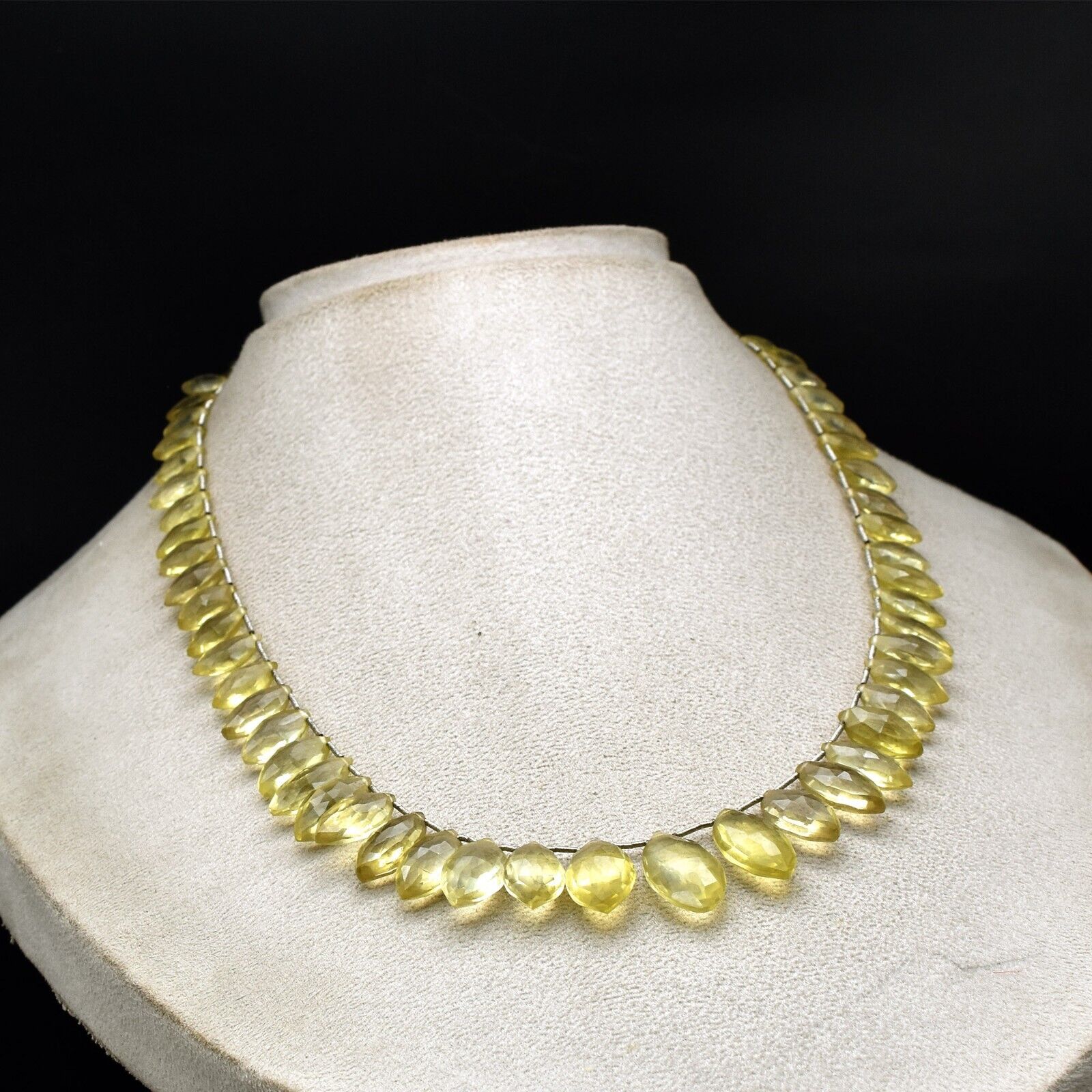 Natural Lemon Quartz Beads 256 Ct Tear Drops Gemstone Finest Party Necklace