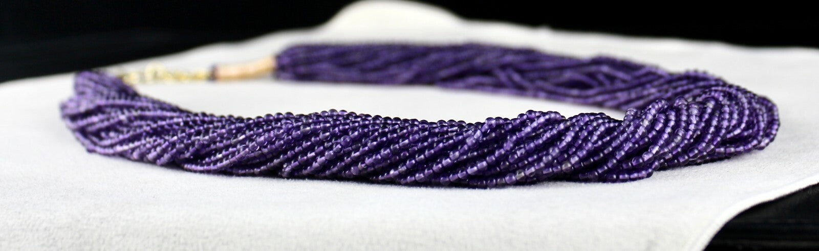Certified Natural Amethyst 738 Ct Beads Round Sterling Silver Fashion Necklace