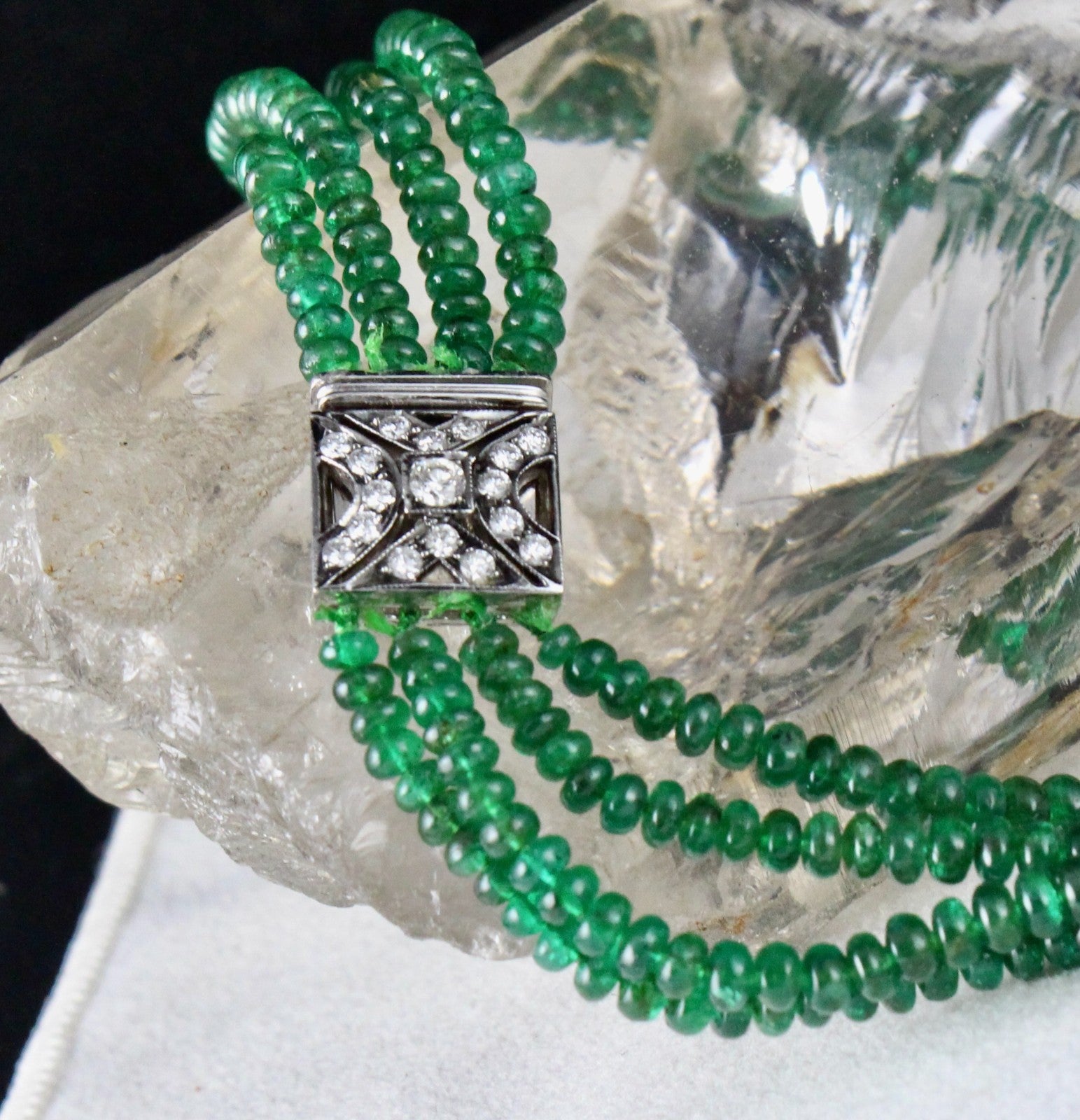 Certified Natural Emerald Diamond Beads Important Necklace 375 Ct Fine Gemstone