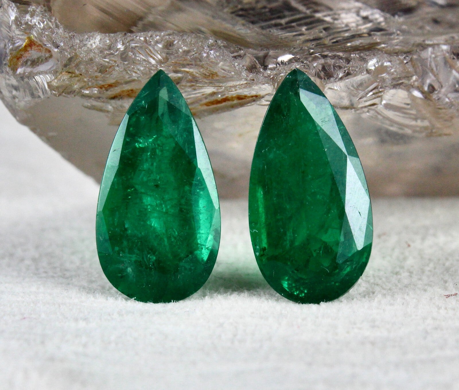 Certified Natural Zambia Emerald 19.02 Ct Pear Pair Loose Gemstone Earrings