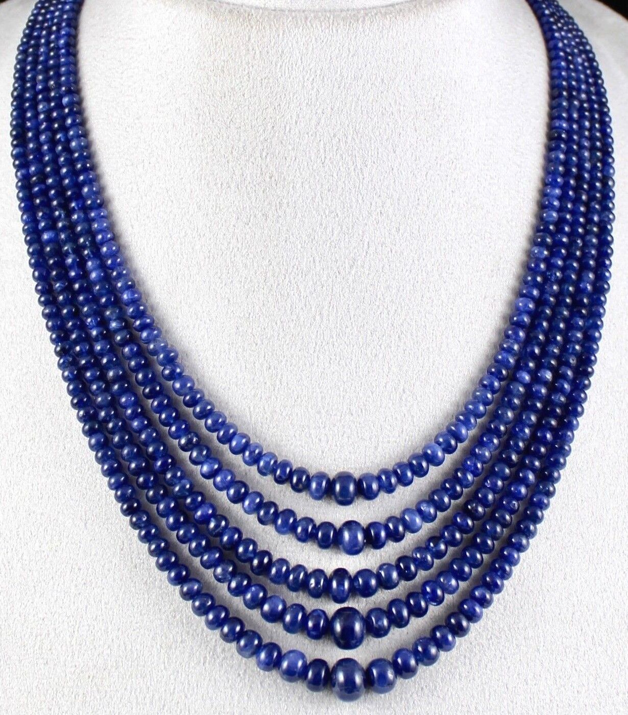 BURMESE BLUE SAPPHIRE BEADS ROUND 5 LINE 614 CTS GEMSTONE COLLECTORS NECKLACE