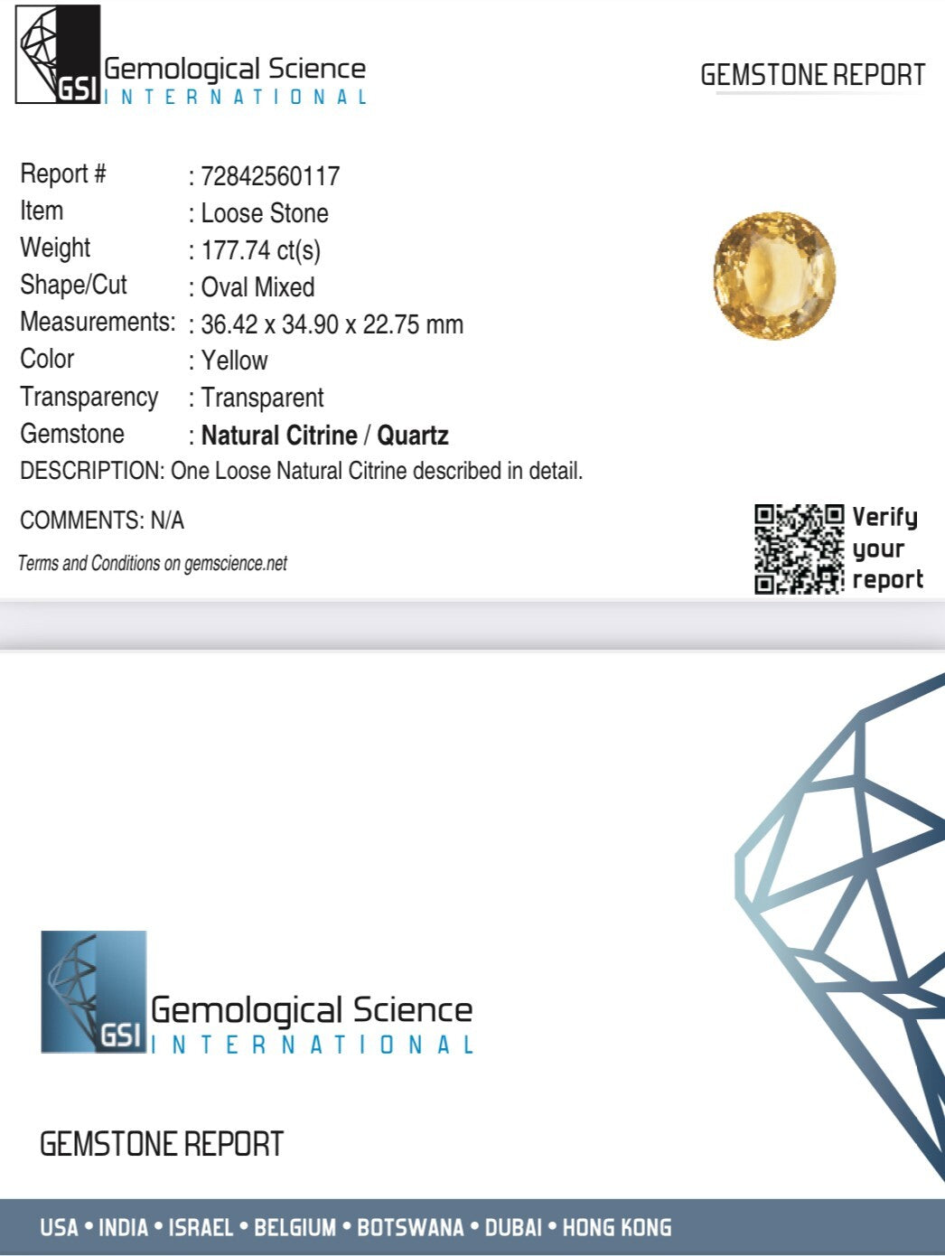 Certified Natural Citrine Quartz Oval 177.7 Ct Loose Gemstone Pendant Brooch