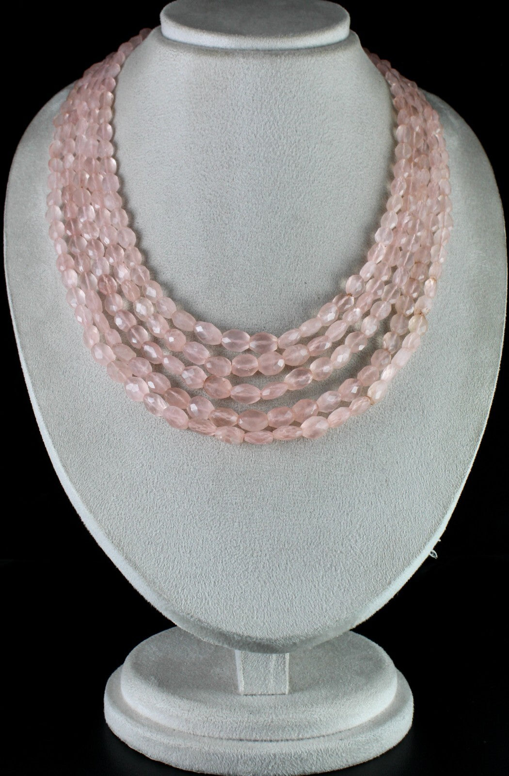 Natural Pink Rose Quartz Faceted Cabochon Beads Necklace 5 L 788 Ct Gemstone