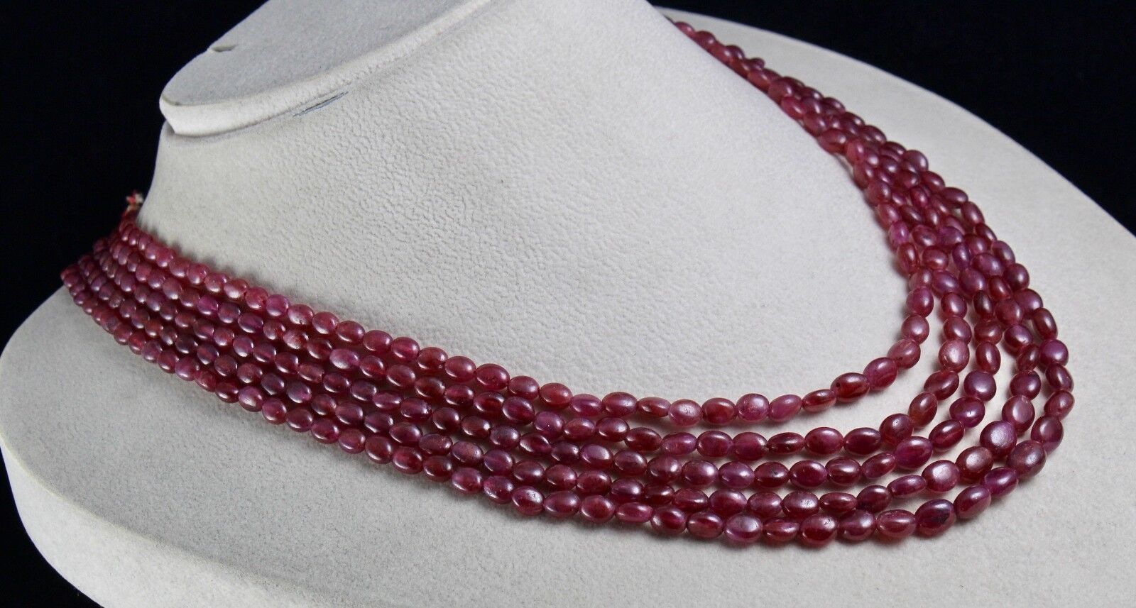 NATURAL UNHEAT RED RUBY BEADS LONG 5 LINE 439 CARATS GEMSTONE LADIES NECKLACE