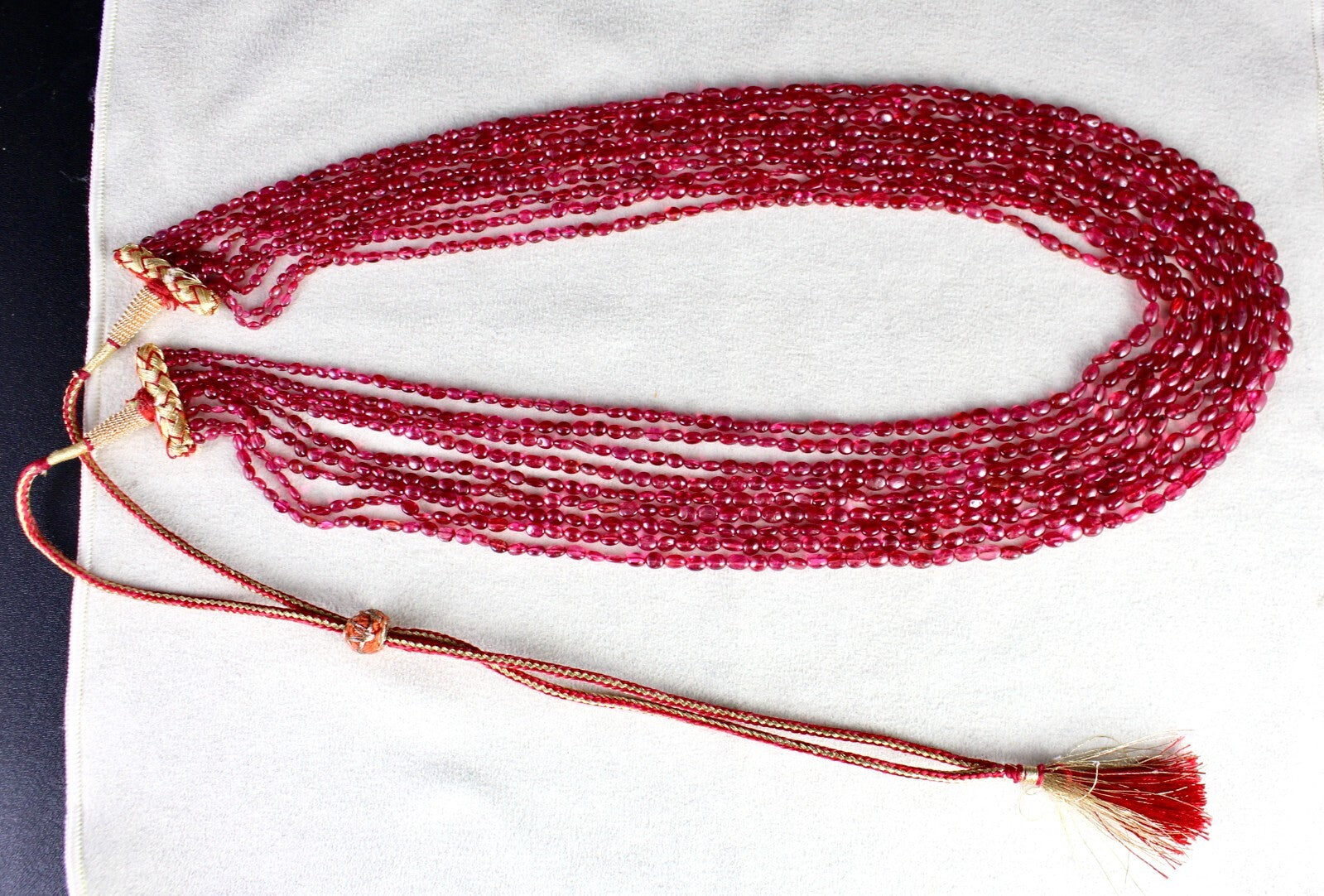 Certified Natural Red Spinel Necklace Cabochon 423 Ct Gemstone Beads 9 Line