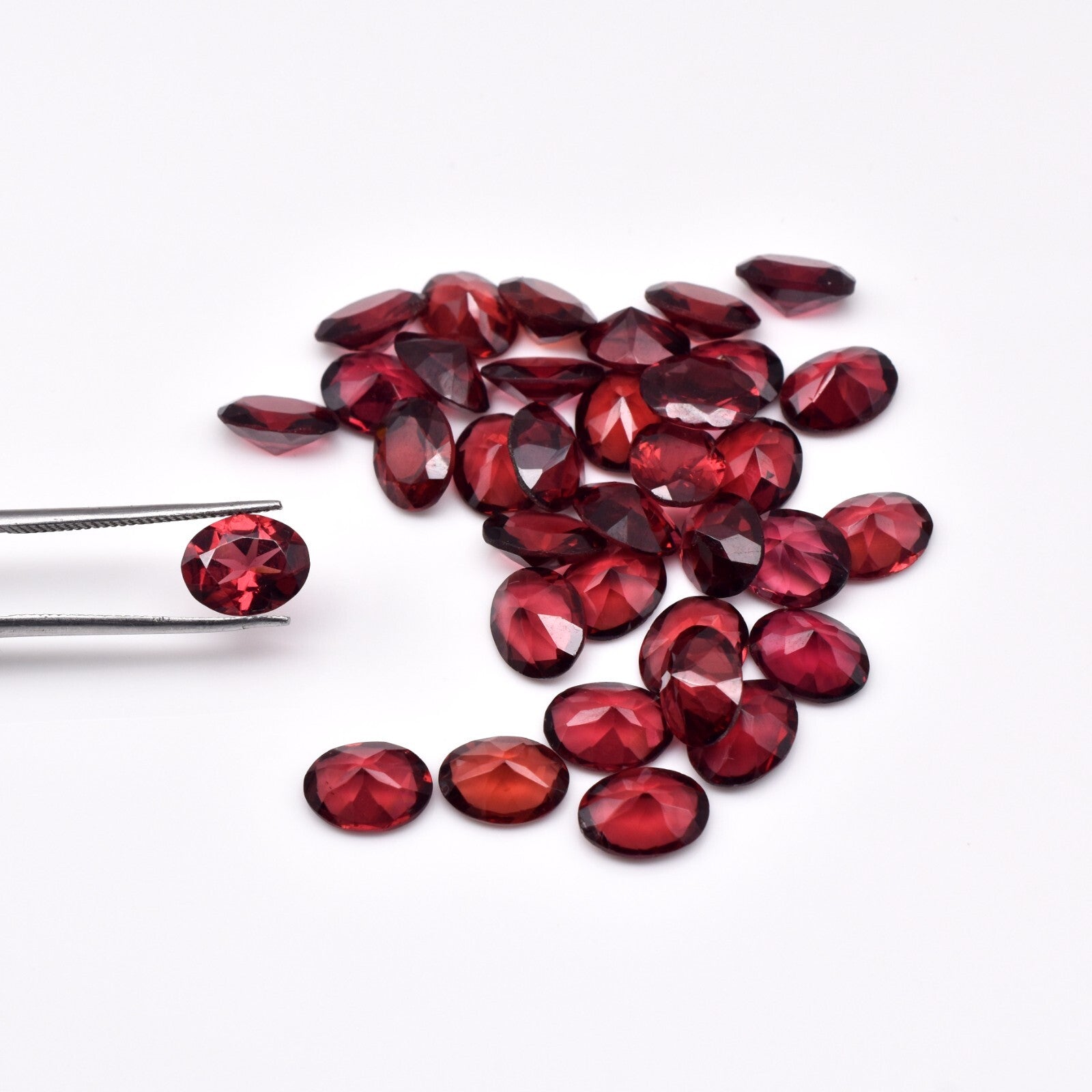 Natural Garnet 9x7mm Oval 35 Pc 66.90 Ct Loose Gemstone Set Bracelet Design