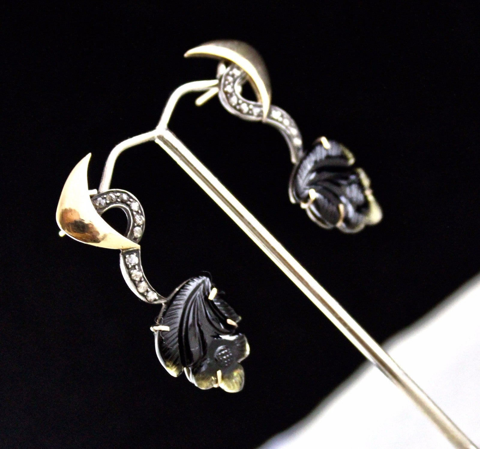 Victorian Natural Multi Tourmaline & Diamond Earring Stud 18k Gold Silver 10ct