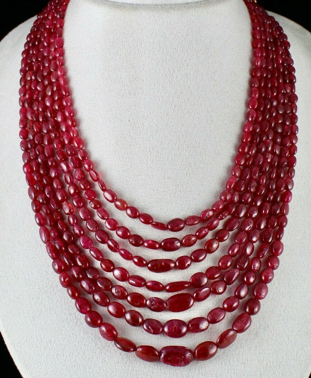 Certified Natural Red Spinel Necklace 814 Ct Cabochon Beads 7 Line Gemstone