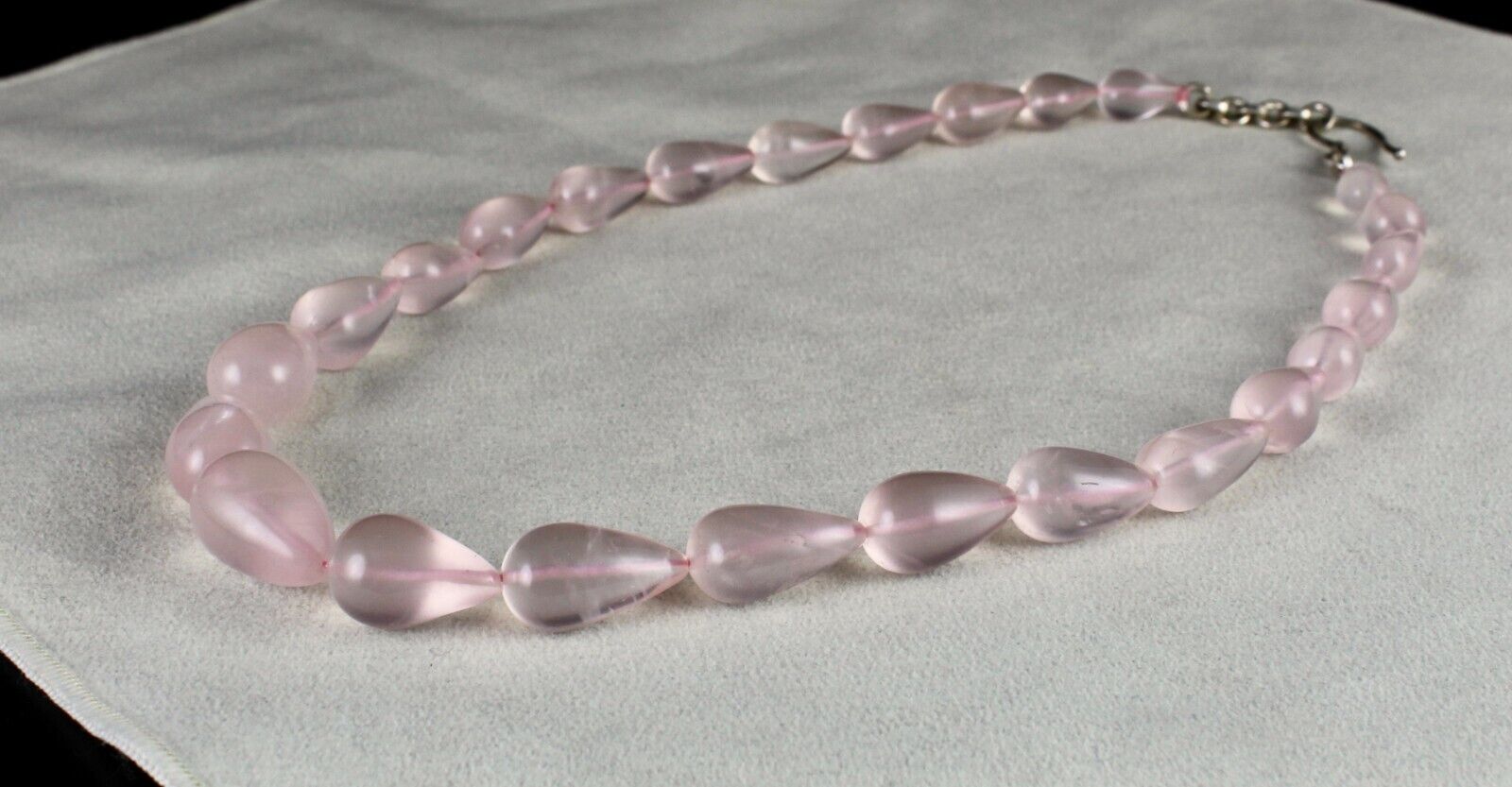 Natural Rose Quartz Beads Drops Cabochon 337 Ct Gemstone Fashion Necklace