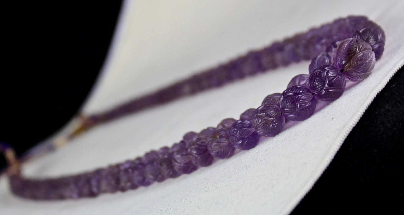 Natural Amethyst 459 Ct Engraved Round Beads Antique Purple Necklace
