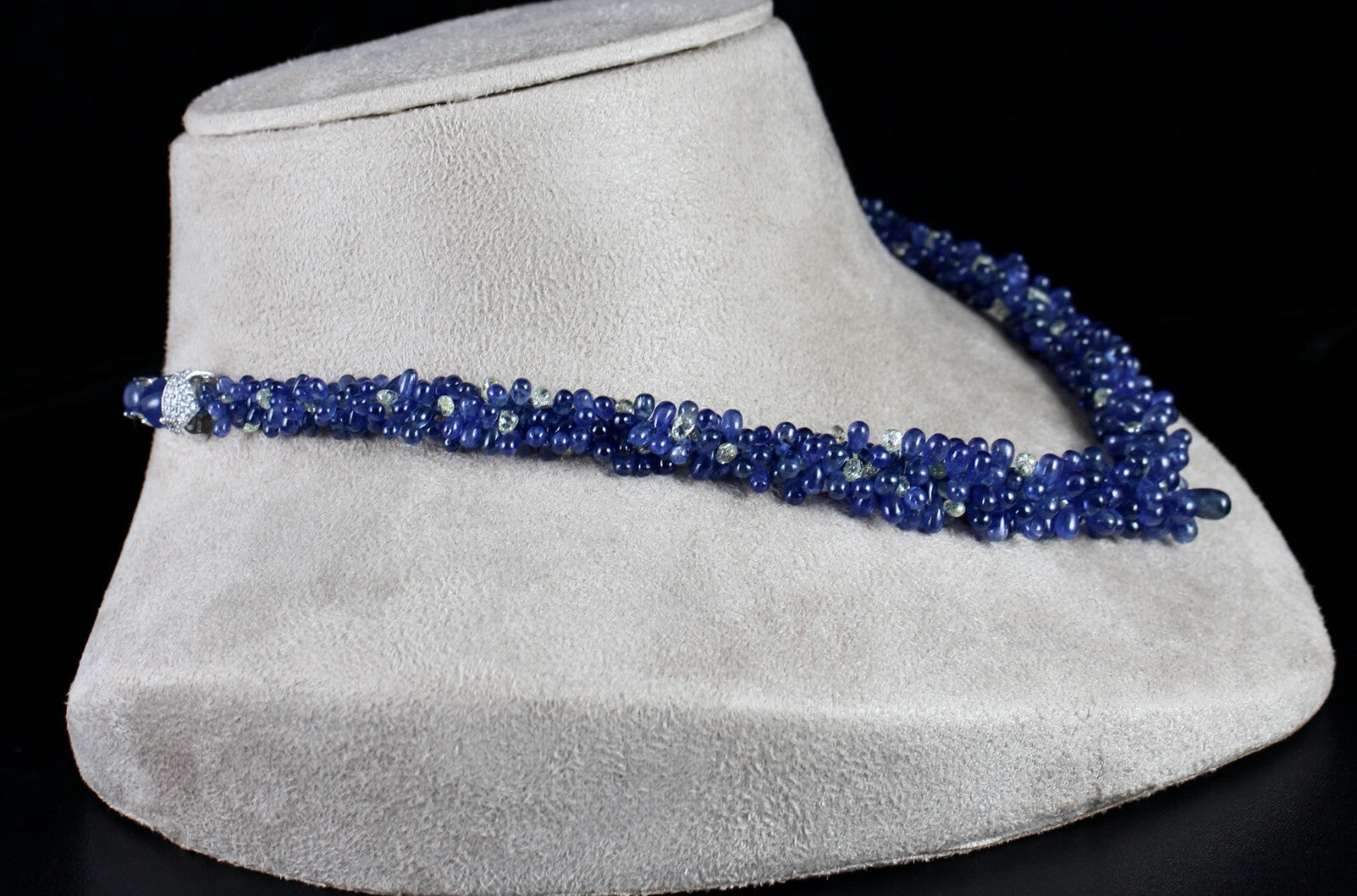 Certified 18k Gold Fine Blue Sapphire 316.58ct Natural Diamond Teardrop Necklace