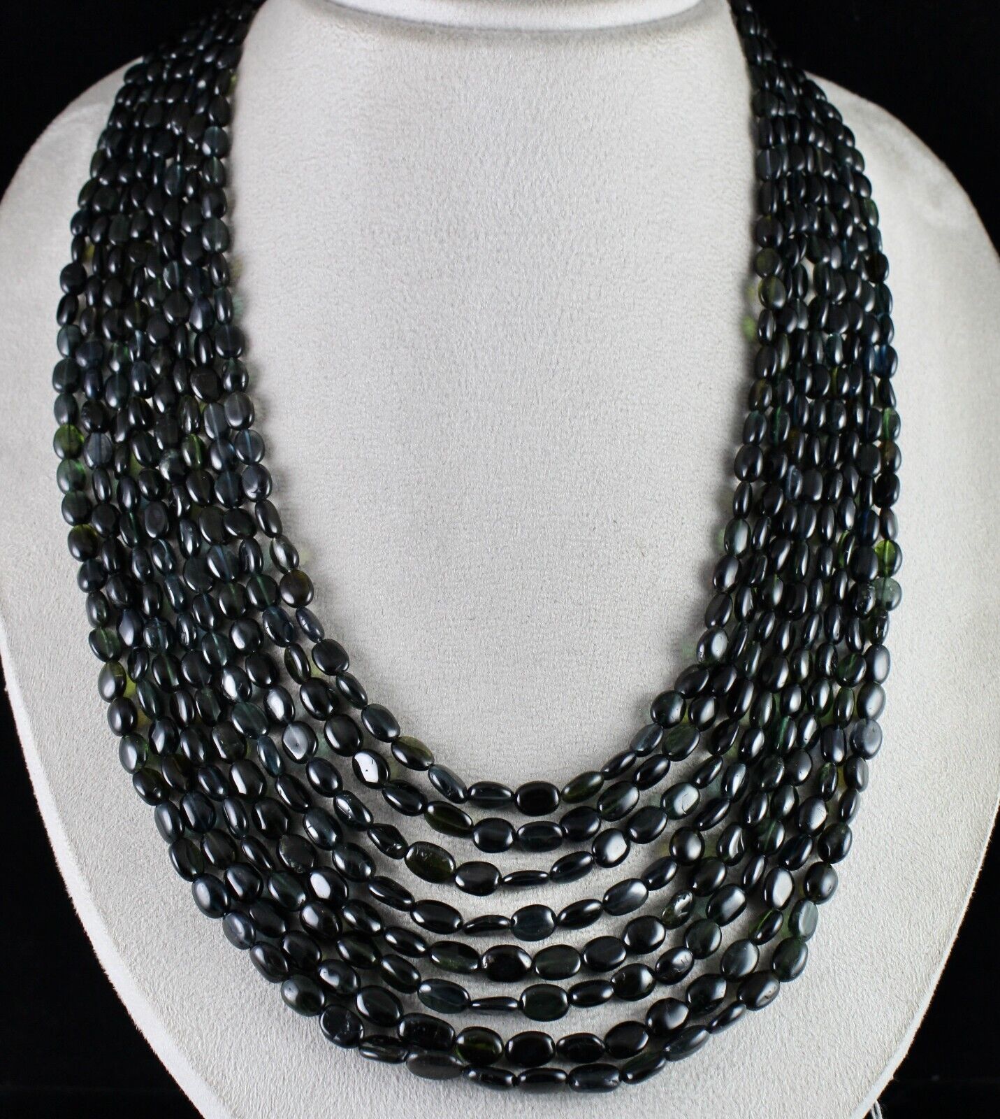 Elegant Natural Black Tourmaline Long Beads 8 L 898 Ct Gemstone Fashion Necklace