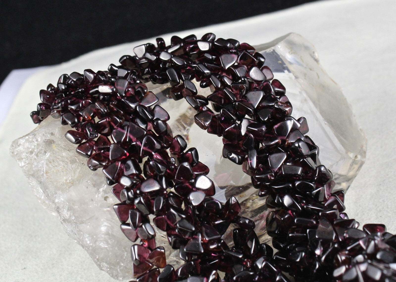 Natural Red Garnet Necklace Triangle 5 Ct Antique Gemstone Beads 1180 Fine