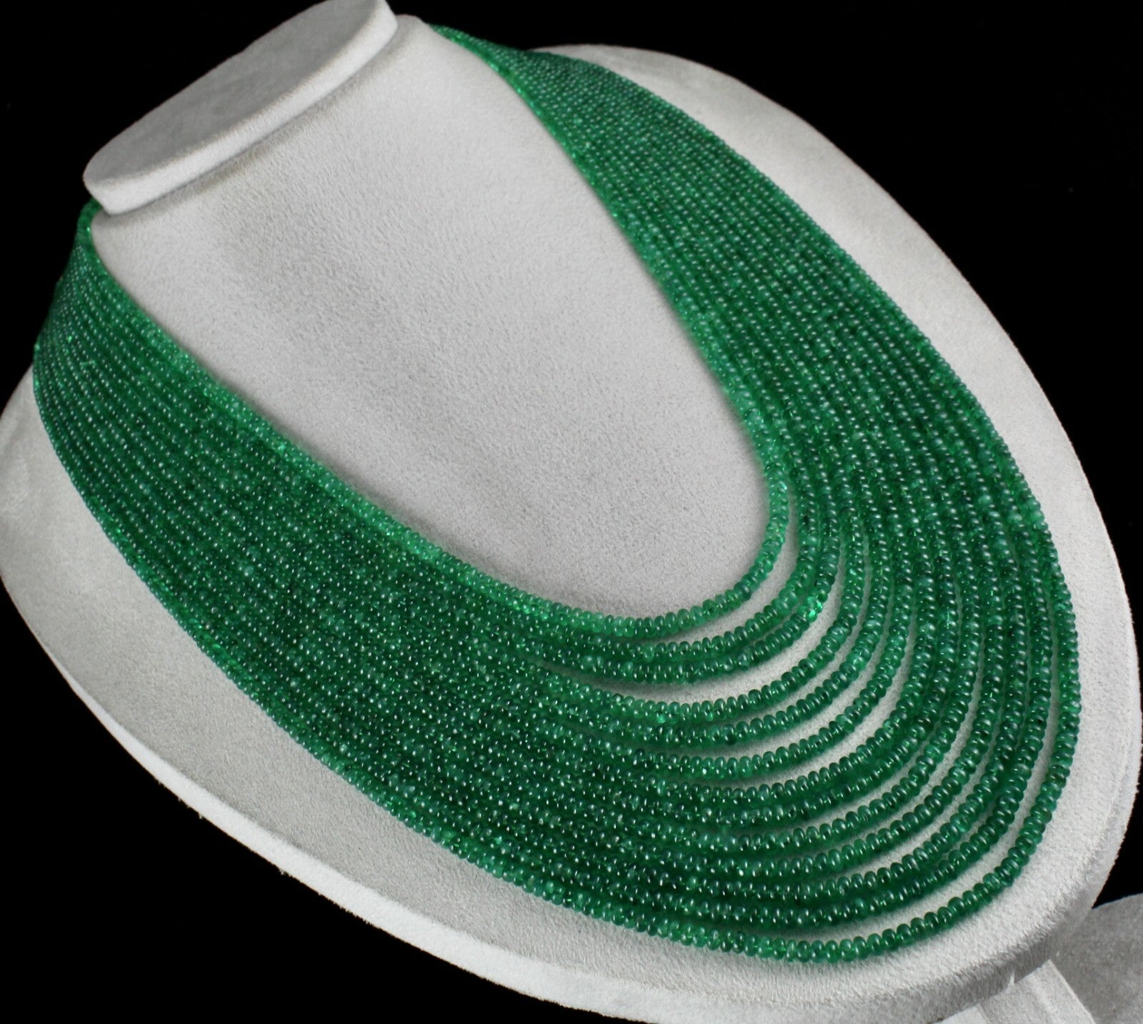 Natural Zambian Emerald Beads Necklace 871 Carat 13 Line Certified Gemstone