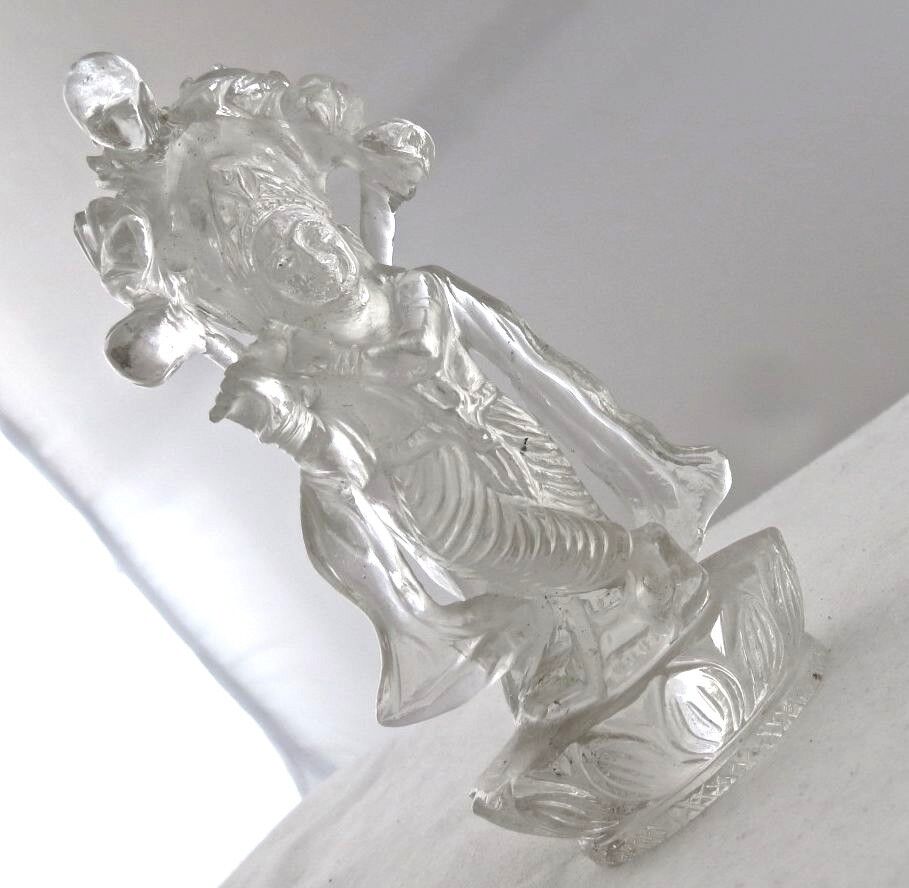 SPIRITUAL NATURAL ROCK CRYSTAL QUARTZ LORD KRISHNA 1190 CTS GEMSTONE STATUE 