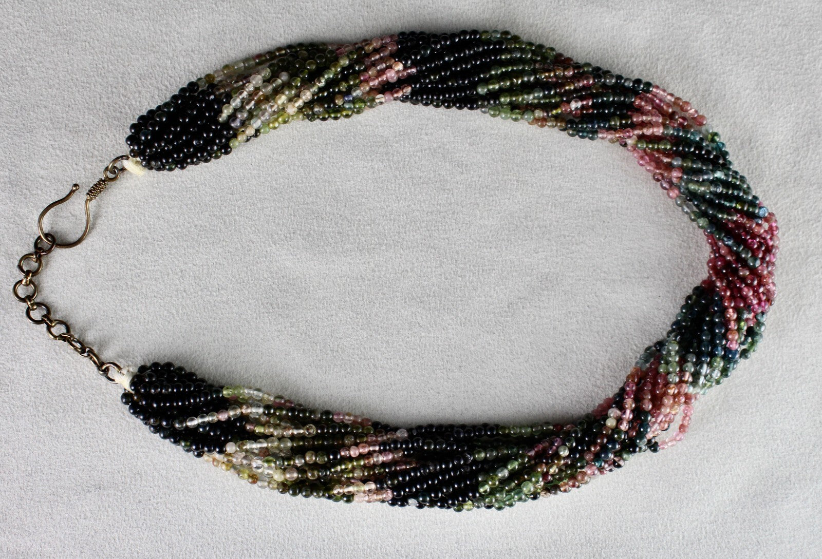 Natural Multi Tourmaline 575 Ct Beads Necklace Sterling Silver For Women