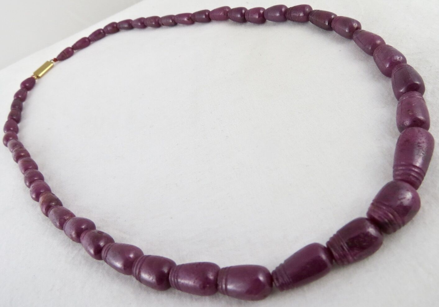 NATURAL RUBY BEADS CARVED FANCY DROPS 335 CARATS GEMSTONE NECKLACE WITH CLASP