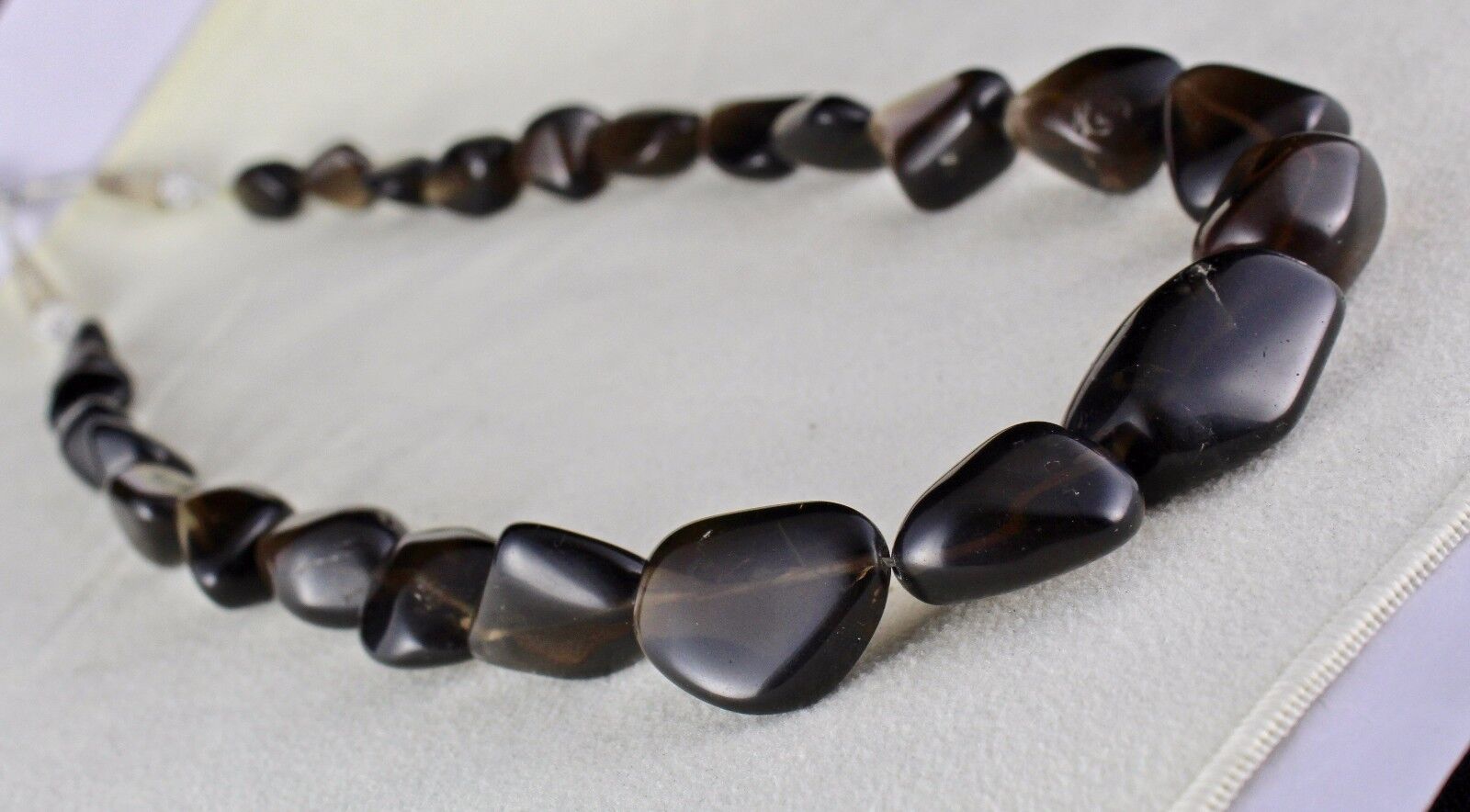 NATURAL SMOKY QUARTZ BEADS TUMBLE CABOCHON 1 LINE 770 CARATS GEMSTONE NECKLACE