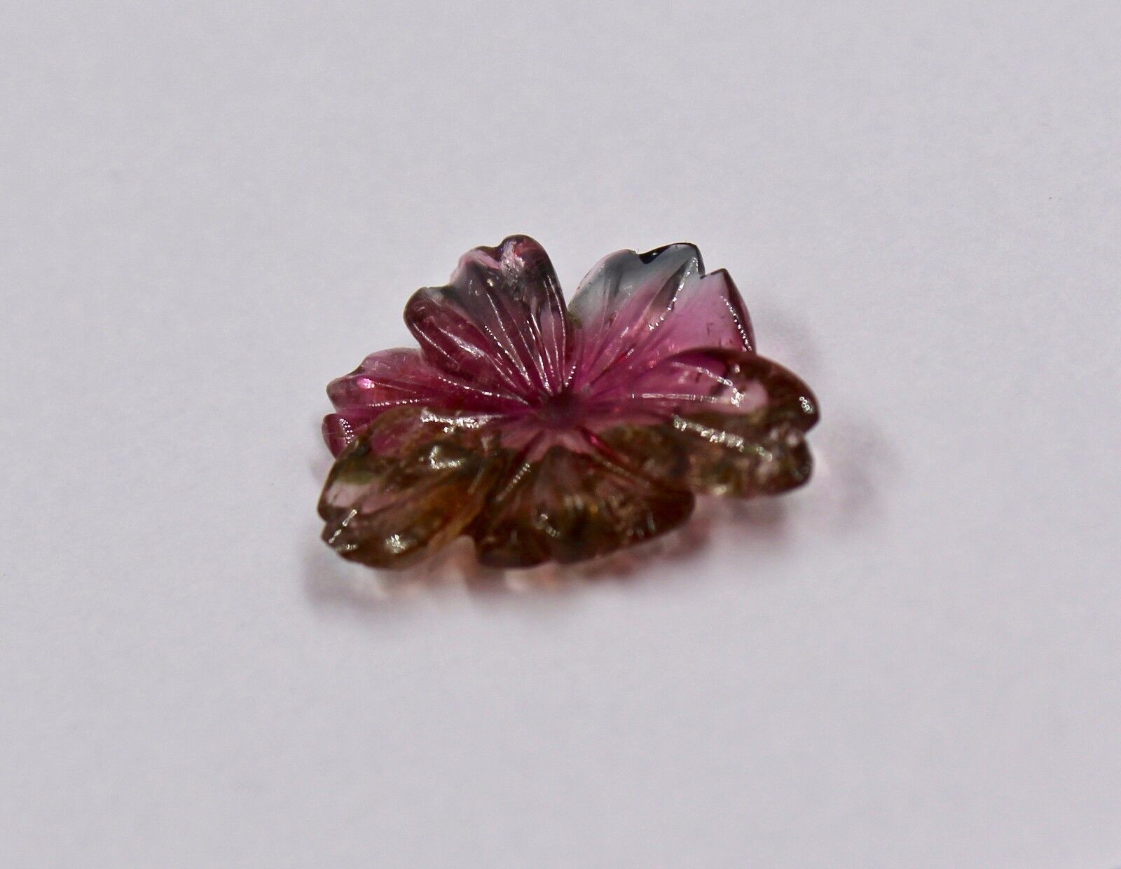 NATURAL MULTI TOURMALINE CARVED FLOWER 16 CARATS GEMSTONE FOR RING PENDANT