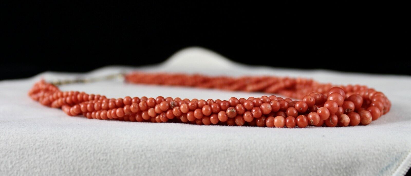 NATURAL ITALIAN CORAL BEADS 6 MM ROUND 6 LINE 360 CARAT GEMSTONE SILVER NECKLACE