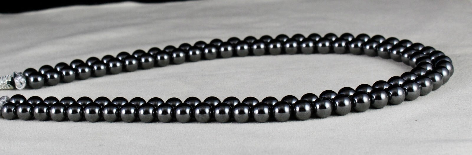 Hematite Beads Necklace 703 Ct Round Black Sparkling Natural Gemstone Fashion