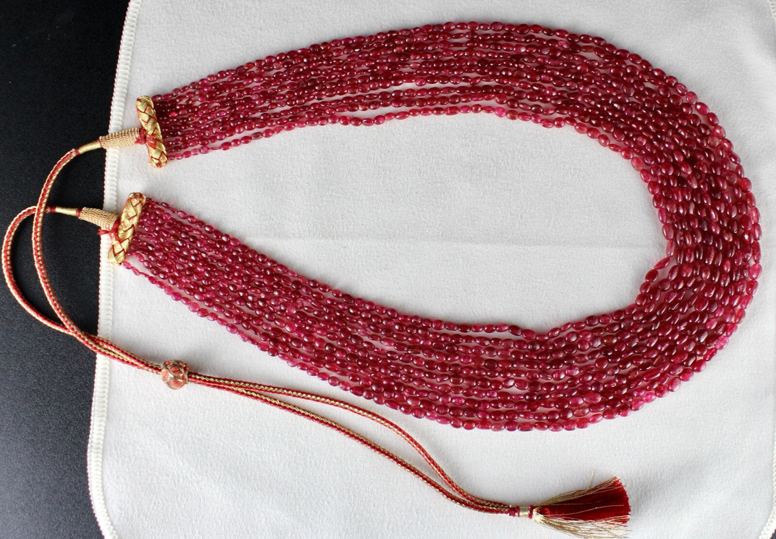 Certified Natural Red Spinel Cabochon Beads Necklace 521 Ct Precious Gemstone