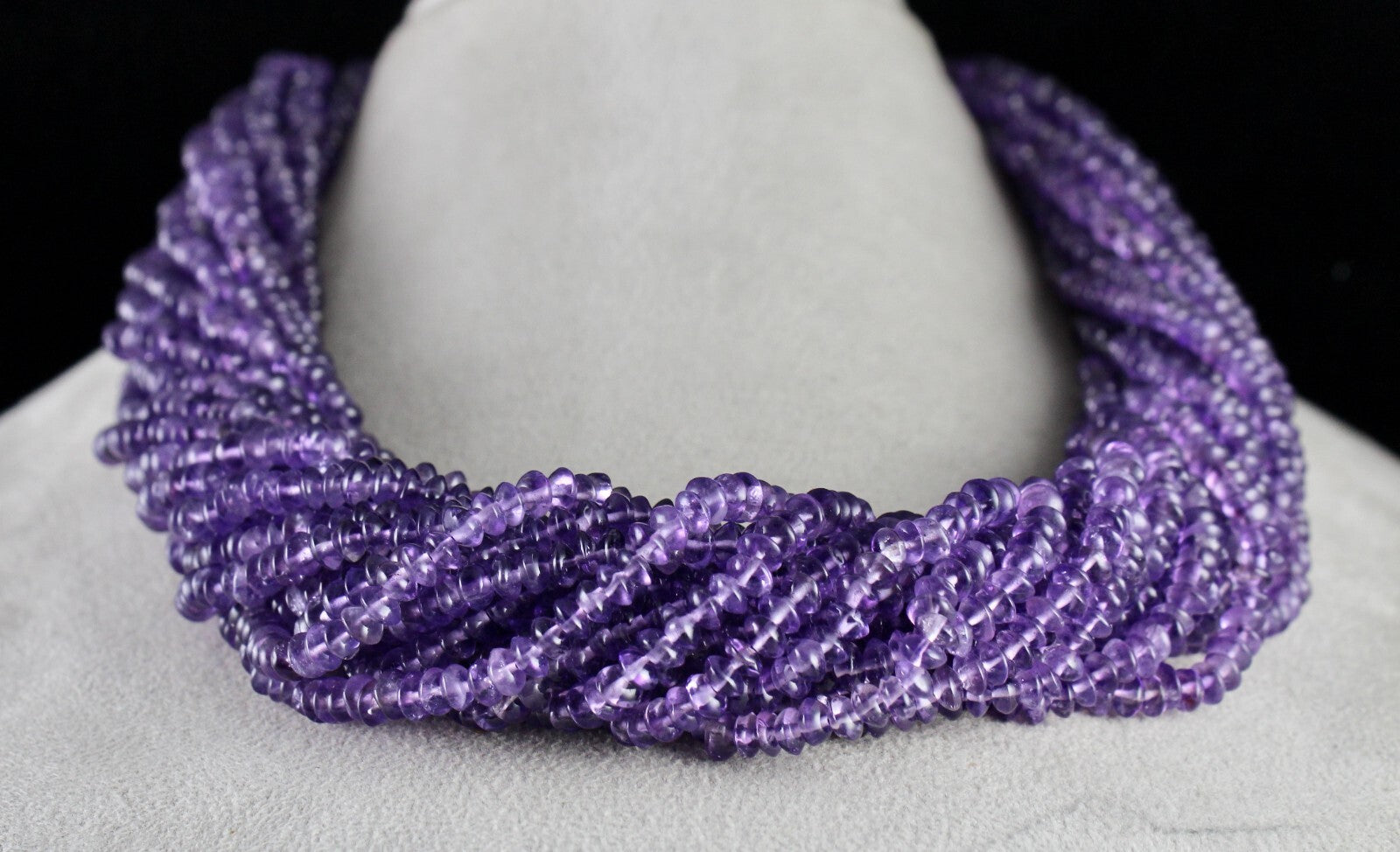 Natural Brazilian Amethyst Button Beads Necklace 1452 Ct Sterling Silver 18 Line