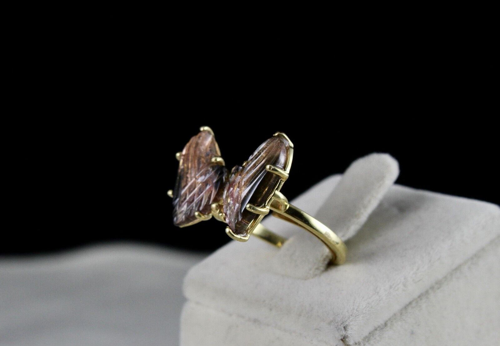 MULTI COLOUR TOURMALINE CARVED BUTTERFLY PARTY RING IN 925 STERLING SILVER