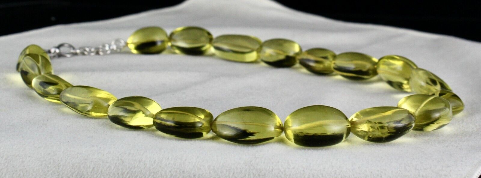 Natural Green Gold Lemon Quartz Beads Tumble 26mm 712 Carats Gemstone Necklace