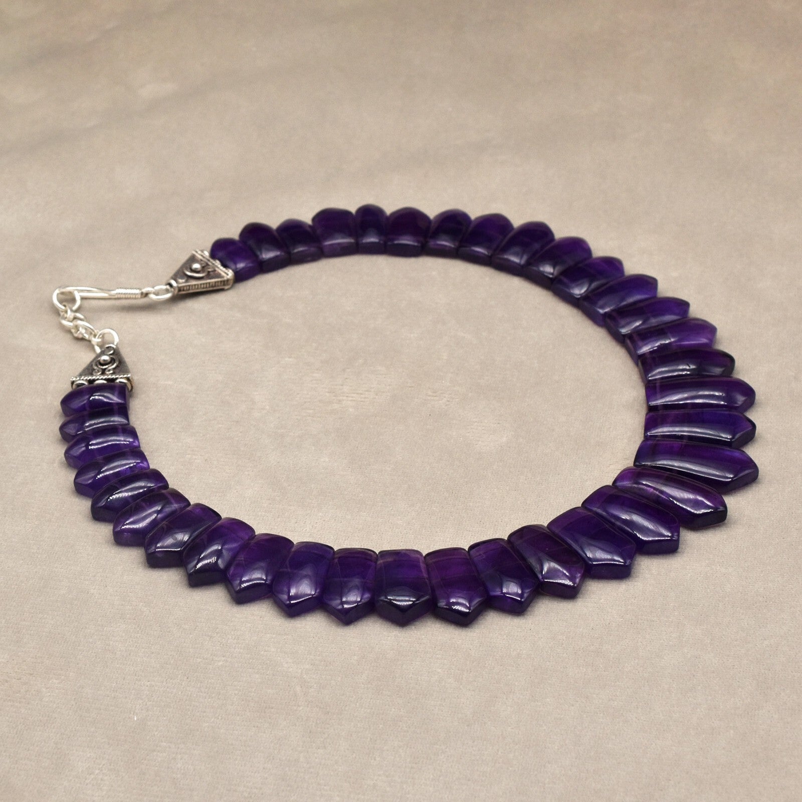 Certified Natural Amethyst 452 Ct Sterling Silver Semiprecious Necklace