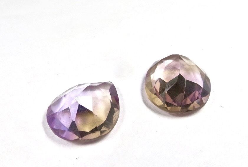 NATURAL AMETRINE CUT OVAL & PEAR 2 PCS 24.30 CARATS GEMSTONES FOR RING & PENDANT