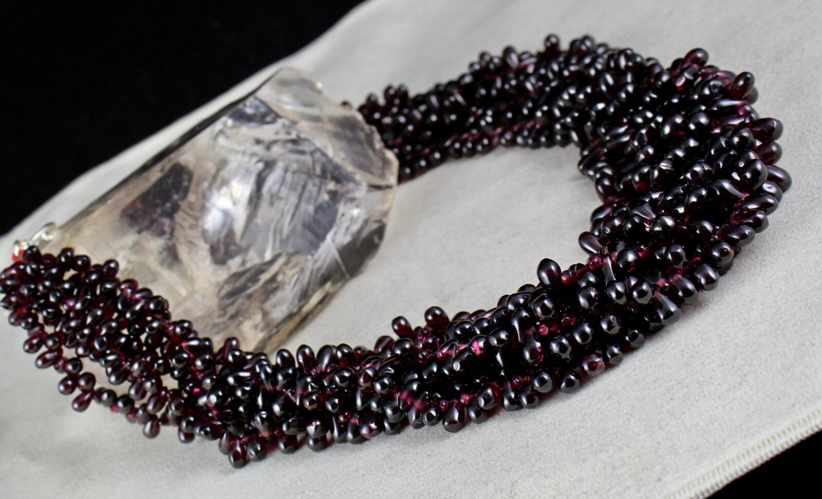 Natural Red Garnet Tear Drop Beads Necklace 5 L 1556 Ct Fashion Gemstone