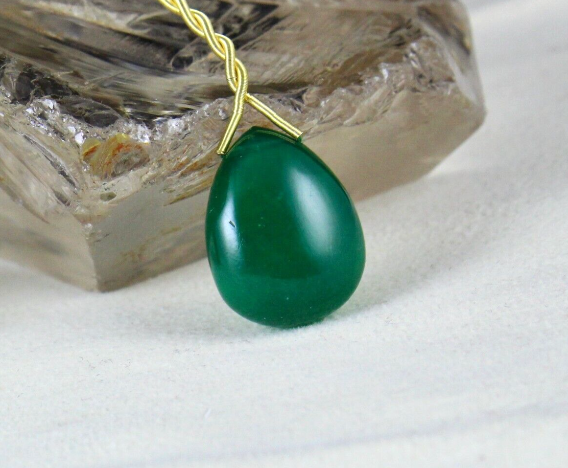 Certified Natural Zambia Emerald 23.80 Ct Teardrop Gemstone Pendant For Women