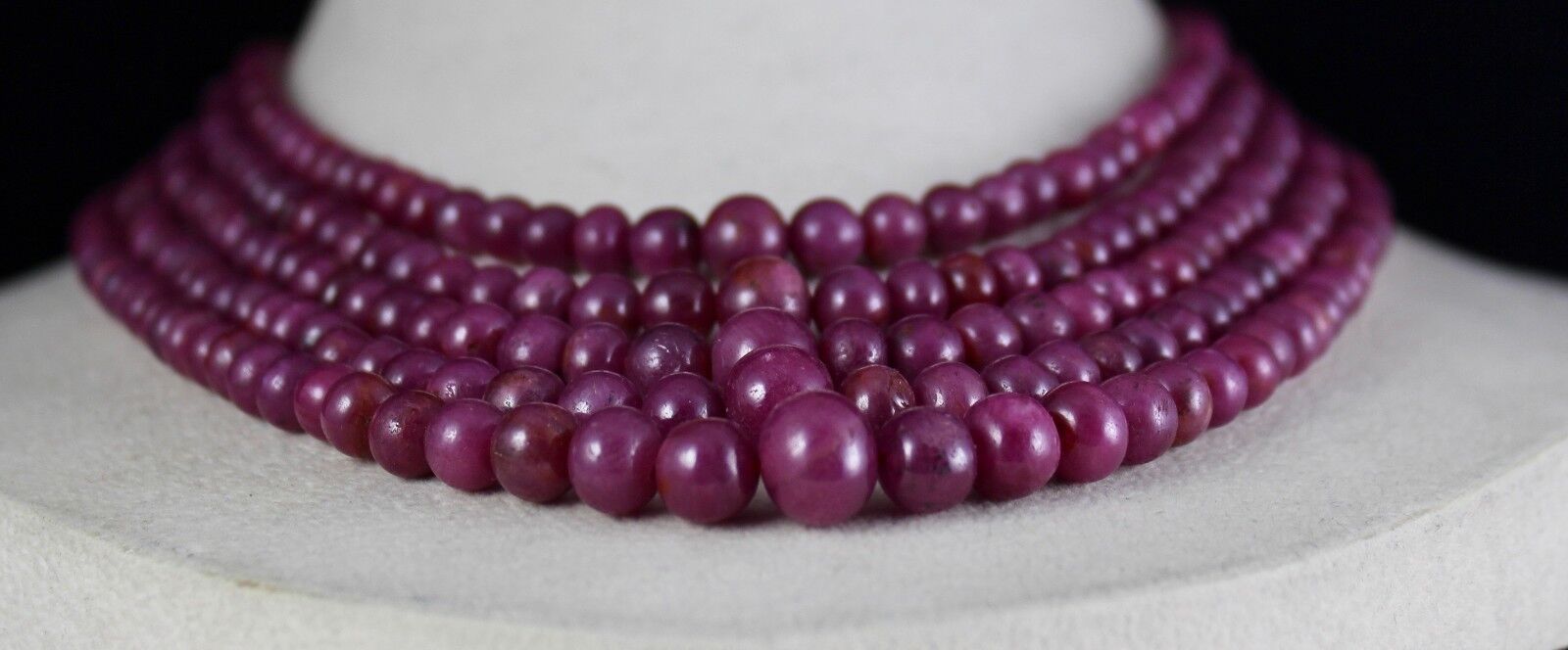 Certified Natural Ruby Beaded Round 5 L 873 Ct Red Gemstone Vintage Necklace