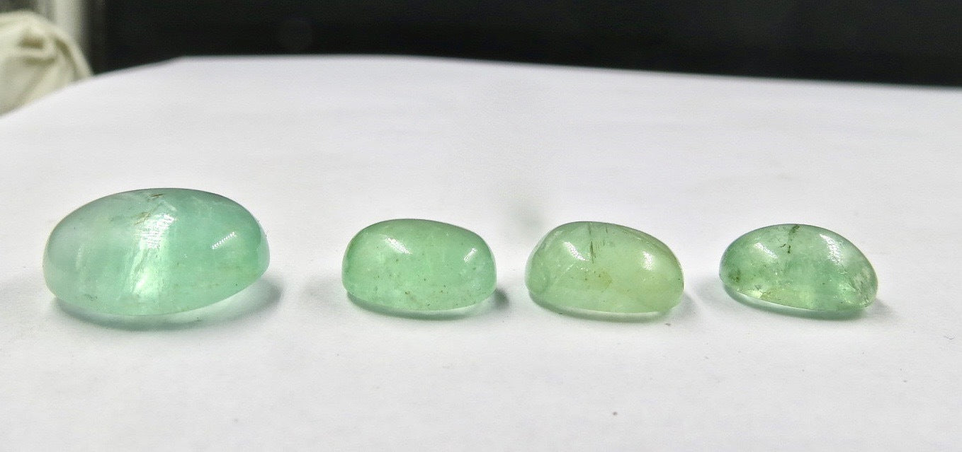 Certified Natural Colombian Emerald Oval Cabochon 4 Pcs 36.28 Ct Gemstone Ring