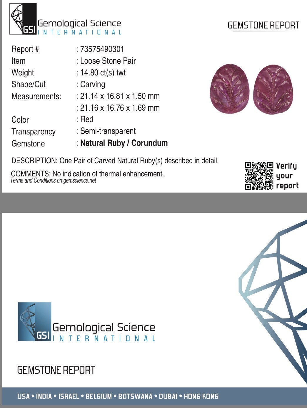 Certified Natural Ruby Engraved Dangle Pair 4 Pc 21.13 Ct Loose Gemstone Earring