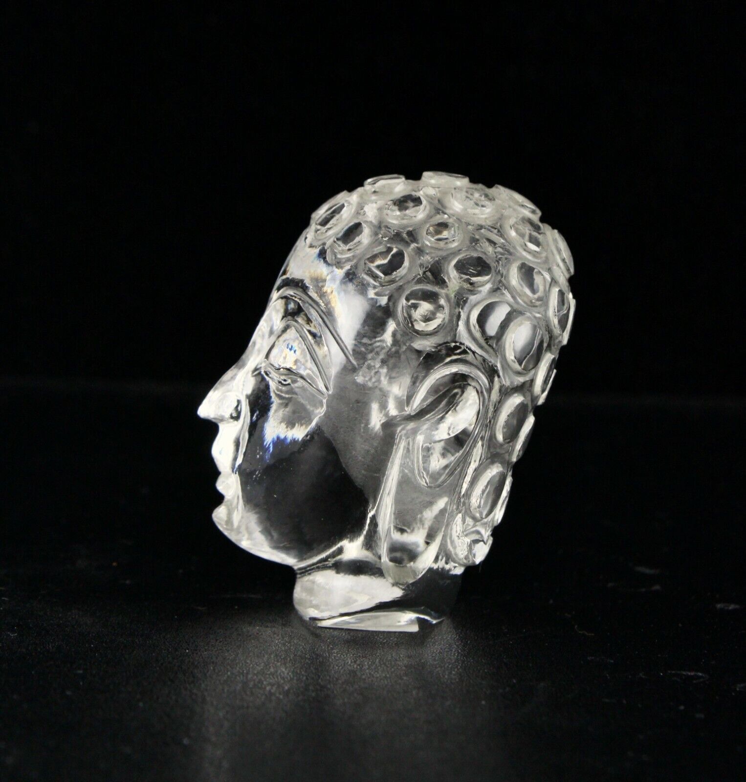 NATURAL CRYSTAL QUARTZ BUDDHA HEAD 2 INCH 820 CARATS GEMSTONE STATUE HOME DECOR