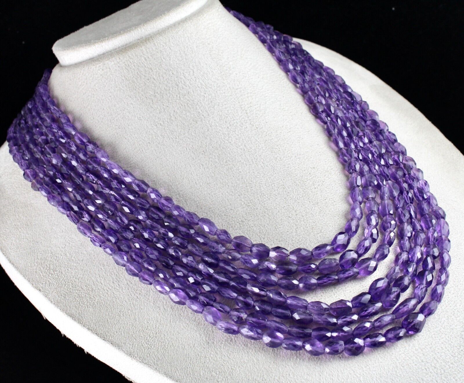 Natural Amethyst Beads Faceted Long 7 L 817 Ct Purple Gemstone Fashion Necklace