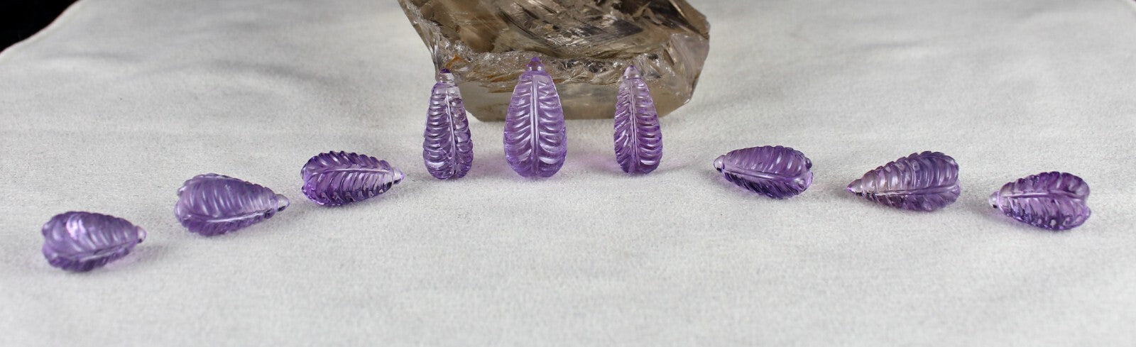 Natural Amethyst Drop Earrings Necklace Set 9 Pc 108 Ct Purple Gemstone