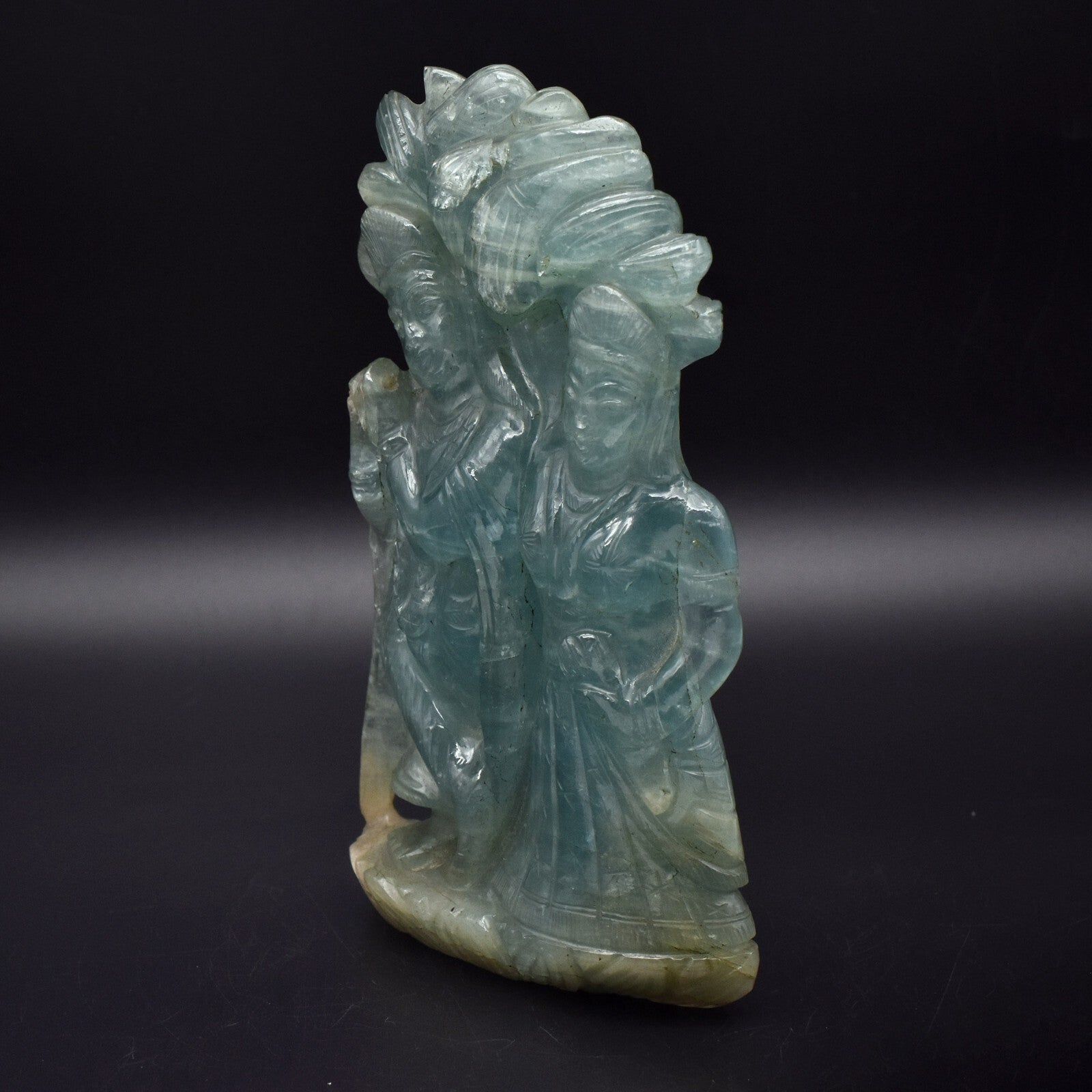 Certified Natural Aquamarine 2688 Ct Carved Lord Radhe Krishna Decor
