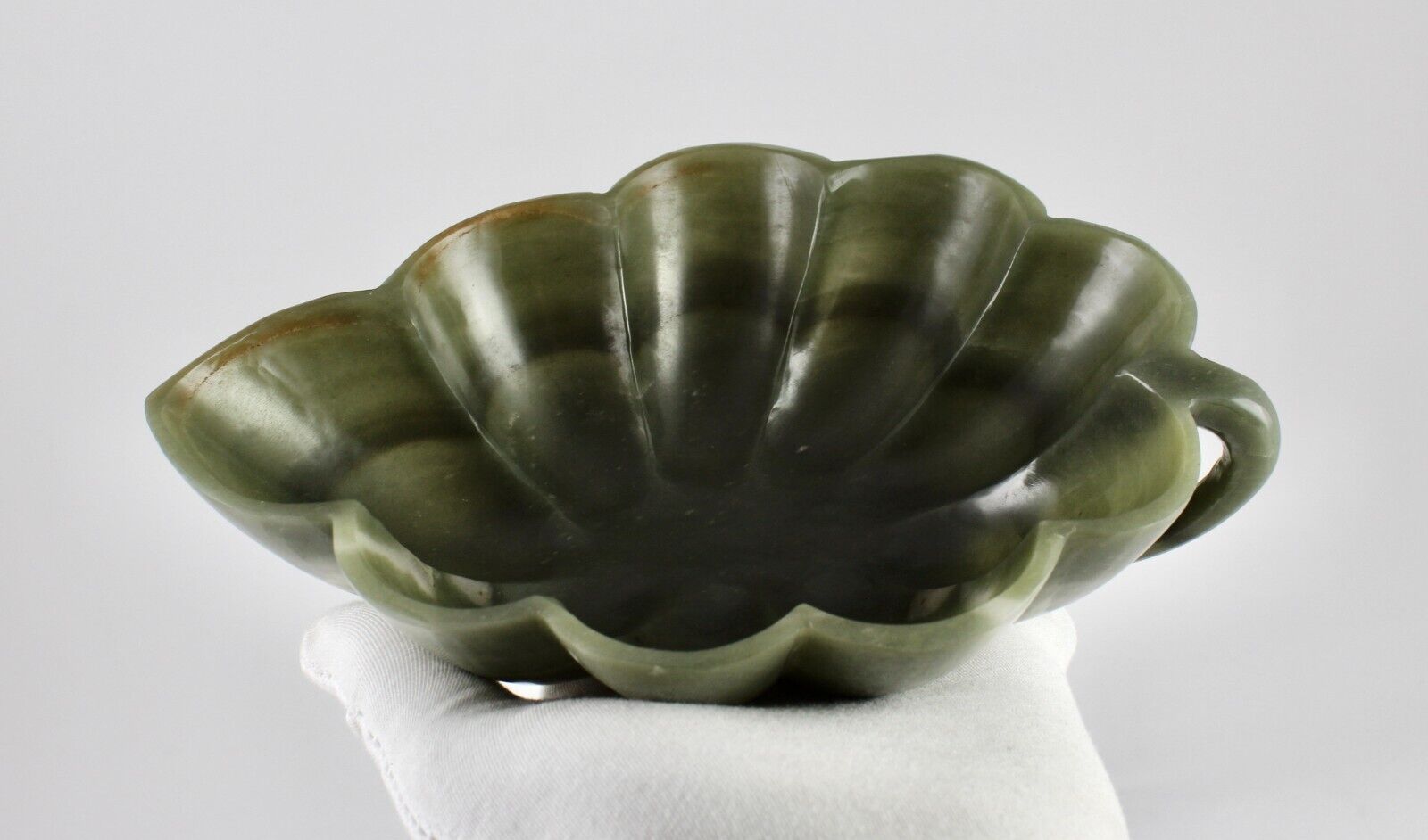 Natural Green Agate Carved Leaf 1665 Ct Big Gemstone Bowl For Home Decor