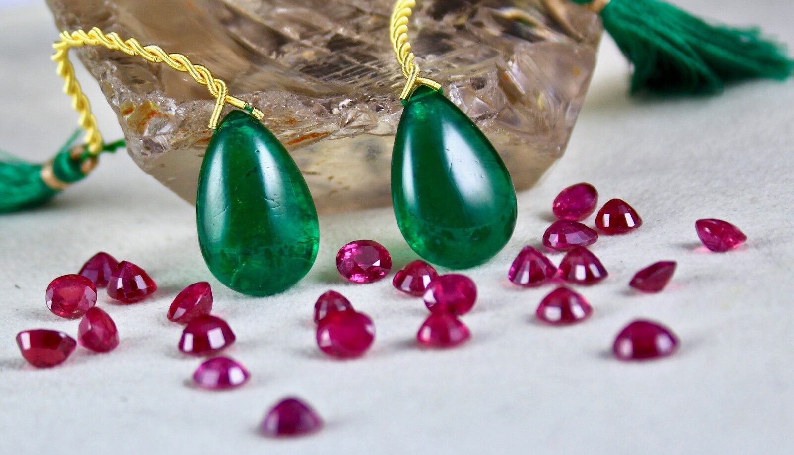 22X14 MM NATURAL ZAMBIAN EMERALD PEAR TEARDROPS 43 CARATS GEMSTONE EARRINGS