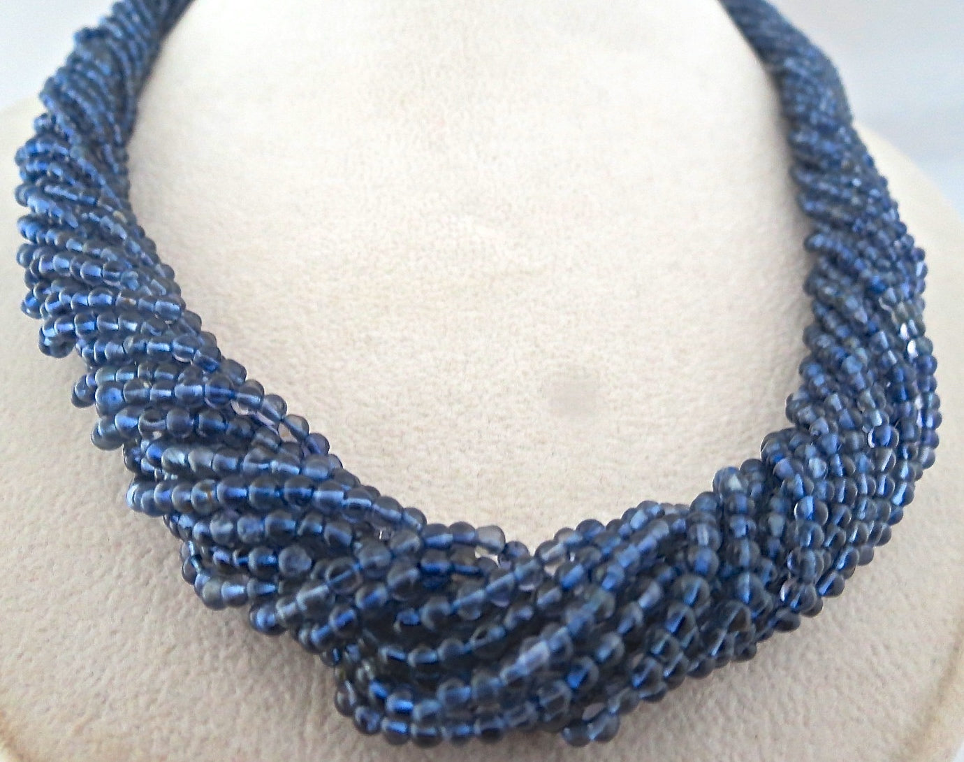 Natural Iolite 417ct Blue Round Beads Sterling Silver Fashion Necklace