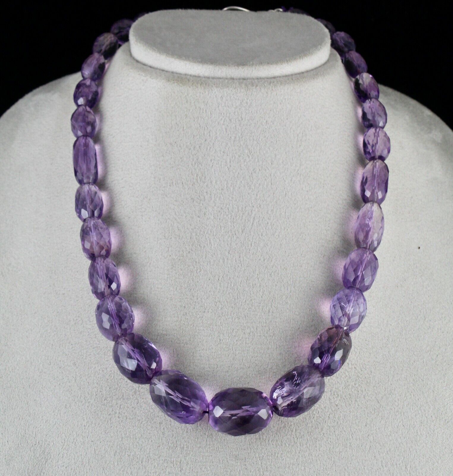 BIG NATURAL BRAZILIAN AMETHYST BEADS FACETED LONG 582 CARATS GEMSTONE NECKLACE